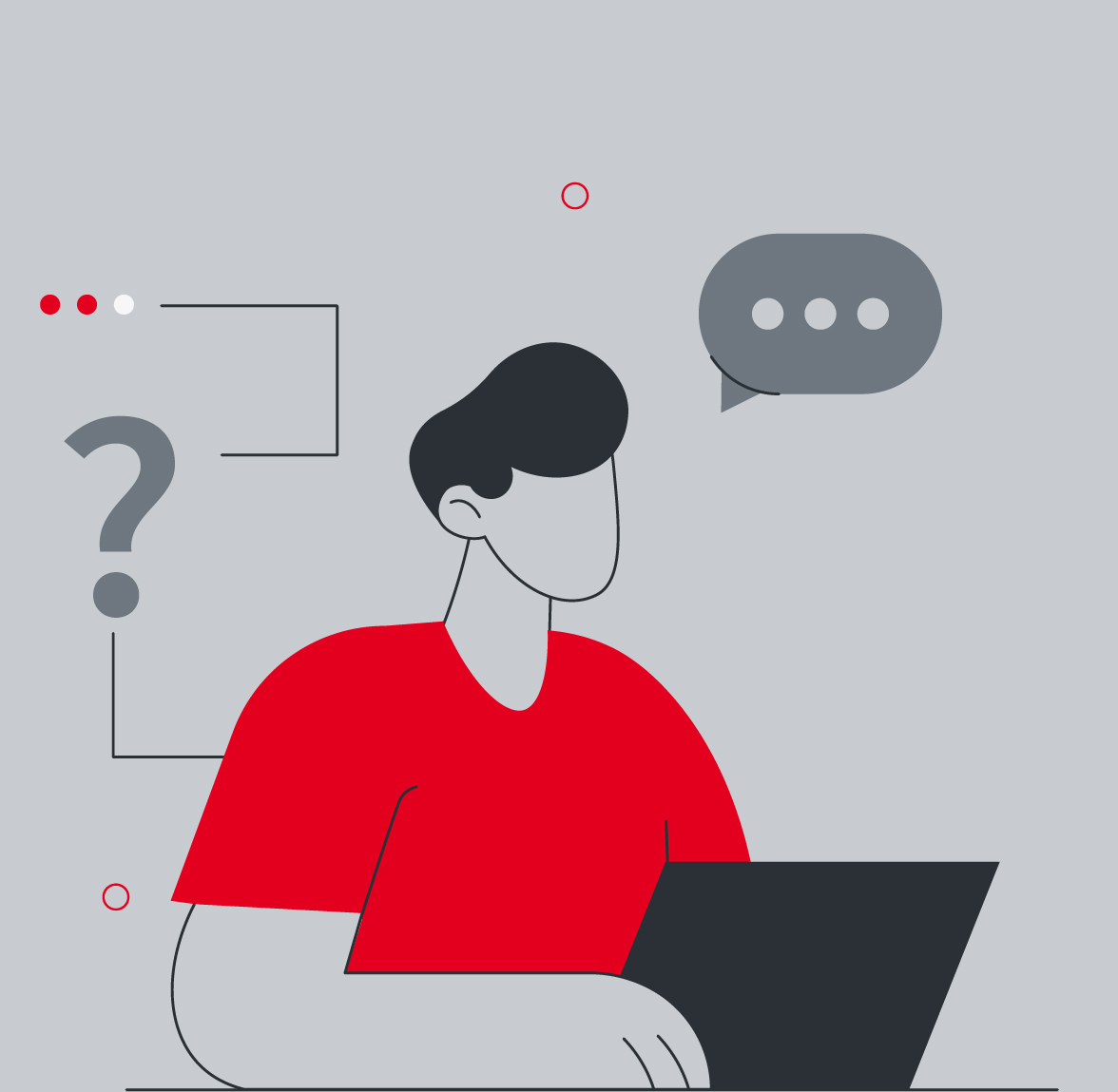 Illustration Mandant mit steuerlicher Frage am Laptop – Steuerkanzlei Gebhard Eich